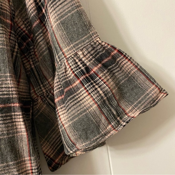 Cinq A Sept Emile Grey Plaid Button Front Crop Top Collared Shirt Cropped Cotton - Picture 8 of 12